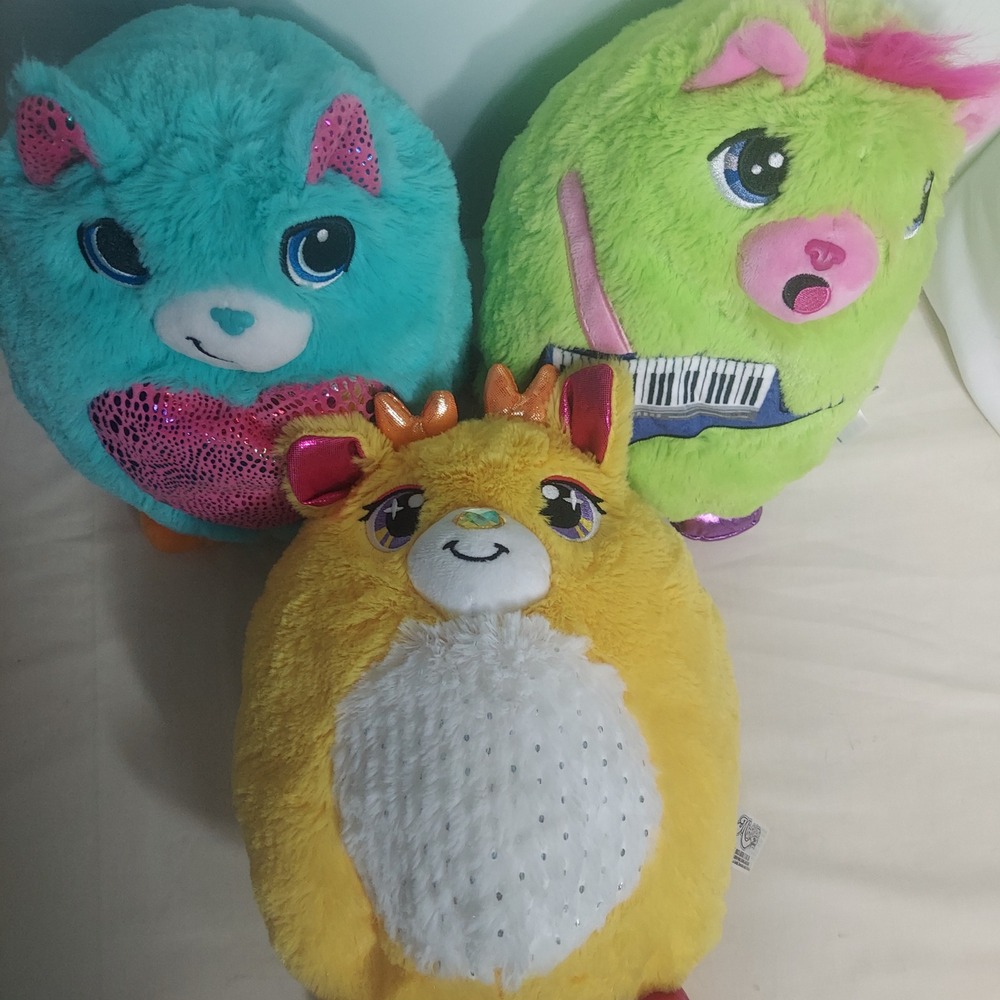 Misfittens Get Meowt Plush Cat Lot of 3 Basic Fun Teal Green Yellow Stuffed Toys